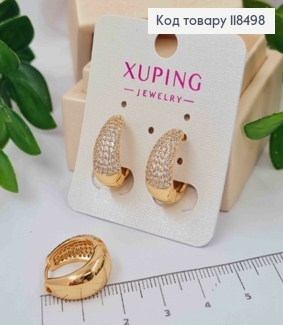 Серьги Овальные с Блестящими камешками, 1,7см, Xuping 18K 118498 фото
