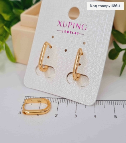 Серьги кольца "Овальные", ширина 2мм, длина 1,5см, Xuping 18К. 118614 фото 1