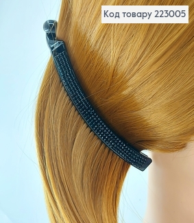 Заколка банан з чорним камінцем 11 см 223005 фото