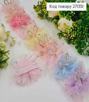 Набор детских заколок, клев, "Зайчатам" с фатином в цукерке и бантиком, 10 шт/наб. 271351 фото