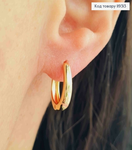 Сережки овальні розширені до низу, довжина 1,6см,  XUPING 18K 119313 фото 1