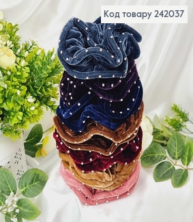 Резинка велюр  об'ємна  з камінцями в ас. 242037 фото