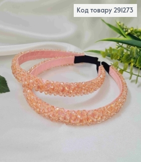 Обруч метал, плетений склярусом в 4 ряди,  колір ПУДРА-ЗОЛОТО, шириною 1,4см. 291273 фото