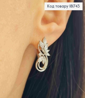 Сережки родованные "Весенние" украшены Блестящими камешками, 2см, англ. застежка, Xuping 181743 фото