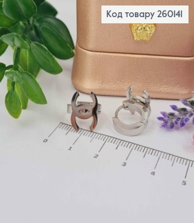 Серьги кольца, ШАНЕЛЬ, 1,3см, серебряного цвета, сталь Stainless Steel 260141 фото