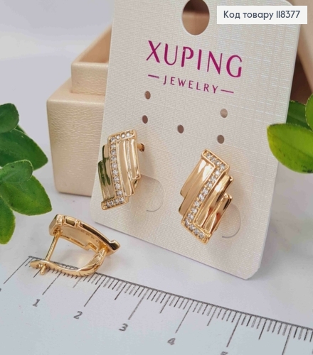Серьги "Фигурные" украшены яркими камешками, 1,7см, английская застежка, Xuping 18к. 118377 фото 2