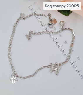 Браслет на ногу родированый "Женственый", длина 23+5см, Xuping 200125 фото