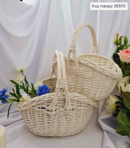 Набір кошиків плетених 2шт ВИБІЛЕНИХ (Верх: 39*31, 34*24см) (Глибина:14,12см),ПОЛЬЩА 283170 фото 1