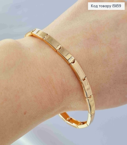 Браслет плетение ПРЯМОУГОЛЬНЫМИ пластинами, длина 19см, Xuping 18К 151159 фото 2