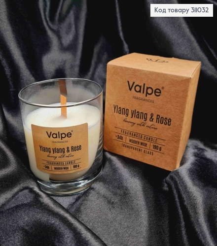 Аромасвічка стакан BISPOL Зрізані троянди з дерев'яним гнотом 190 г/3 години, 82-00-78 311032 фото 1