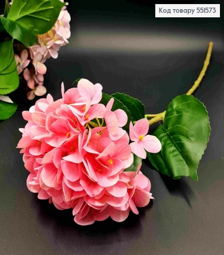 Штучна квітка Гортензії, НІЖНО-РОЖЕВОГО кольору, висота 67см, на металевому стержні 551573 фото 1