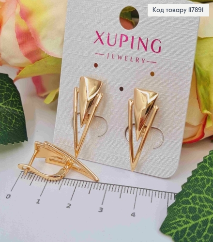 Серьги "Коготь Тигра", 2,5см, английская застежка, Xuping 18К 117891 фото 2