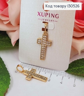 Крестик с двумя рядами камешков, 2*1,2см, Xuping 18K 130526 фото