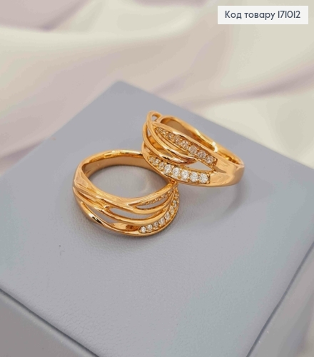 Кольцо "Свобода" с Блестящими камнями, Xuping 18К 171012 фото 1