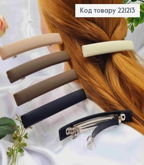 Заколка автомат, Матовый прямоугольный пластик, 12*2см, цвета в ассортименте. 221213 фото