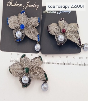 Брошь металл Цветочек металлик 235001 фото