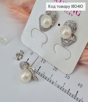 Серьги Бантики  с жемчужиной и камешками родованное Xuping 180410 фото