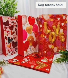 Пакет бумажный "LOVE YOU", "Сердца воздушные шарики", 32*26*10см, в ассортименте 541211 фото