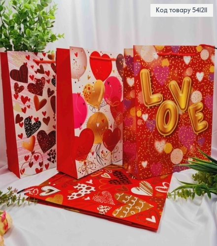 Пакет паперовий "LOVE YOU", "Серця повітряні кульки", 32*26*10см, в асортименті 541211 фото 1