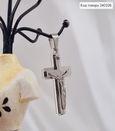Крестик родированый с Распьятием, 3*2см, Stainless Steel 240226 фото 3