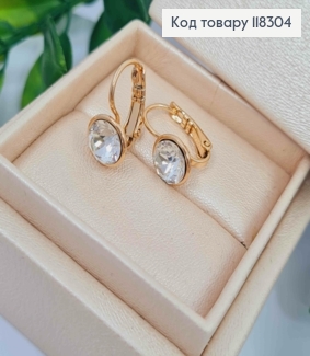 Сережки з Блискучим каменем Сваровскі, 1,5см, застібка левербек, Xuping 18К 118304 фото