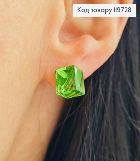 Сережки гвізкдки з Салатовим каменем Сваровскі Хамелеон, 1,2см, Xuping 18К 119728 фото