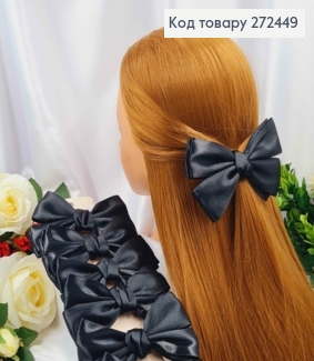 Заколка (1шт) БАНТИК черный атлас 4см, размер 12*7смсм, ручная работа,УКРАИНА 272449 фото