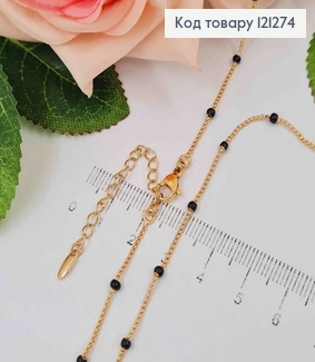 Цепочка с черными шариками, длина 45+5см, Xuping 18K 121274 фото