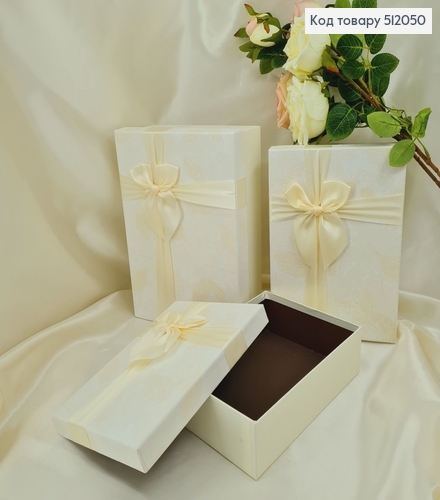 Набор коробок с бантом 3 шт( 17*23*6,5 см, 19*26*8 см, 28,5*21*9,5см) 512050 фото 1