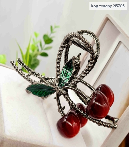 Краб металл "Петелька" с Красными Вишенками, 11см, цвета Металлик 215705 фото 2