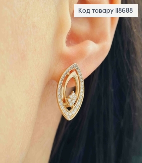 Серьги "Exclusive" украшены Блестящими камешками, 2см, английская застежка, Xuping 18К 118688 фото