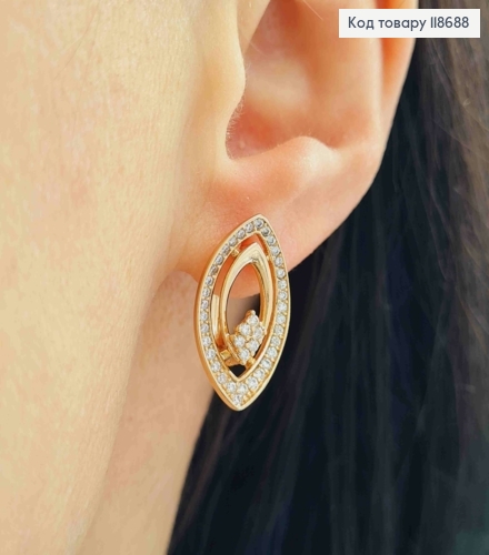 Серьги "Exclusive" украшены Блестящими камешками, 2см, английская застежка, Xuping 18К 118688 фото 1