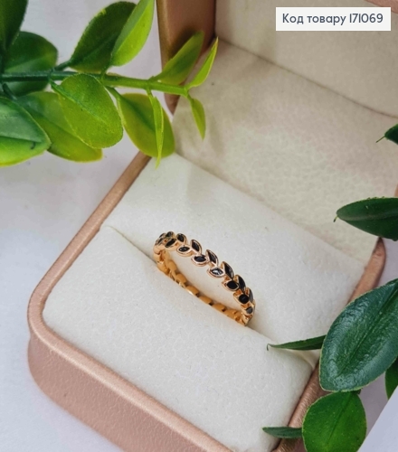 Кольцо имитация веточки с черной эмалью, Xuping 18К. 171069 фото 2