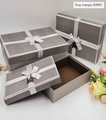 Набор коробок (3шт) "БЛЕСК", прямоугольные СЕРИ с лентой (32*25*11см,28*20*8см,24*16*6см) 512190 фото 1