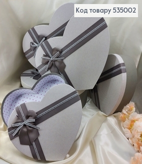 Набор коробок сердце серых 5 шт (от 25х30х7,5 см до 35х42х13 см) 535002 фото