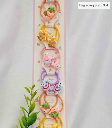 Набір резинок (20шт), ГУБКА БОБ, яскраві кольори, резинка 4см, фігурки 2,5см 261304 фото 1