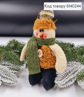 Игрушка тканевая на елку Снеговик 16 см 6140244 фото