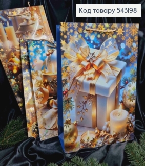 Пакет бумажный с Новогодним принтом, 42*31*12см, в ассортименте 543198 фото