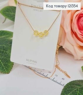 Цепочка с подвесками, тремя шариками Сваровски, желтого цвета, 40+5см, Xuping 18К 121354 фото