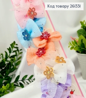 Набор резинок (20шт), БАНТИК + ЦВЕТОК с камешками, Яркие цвета, резинка 3см, бантик 6*5см 261331 фото