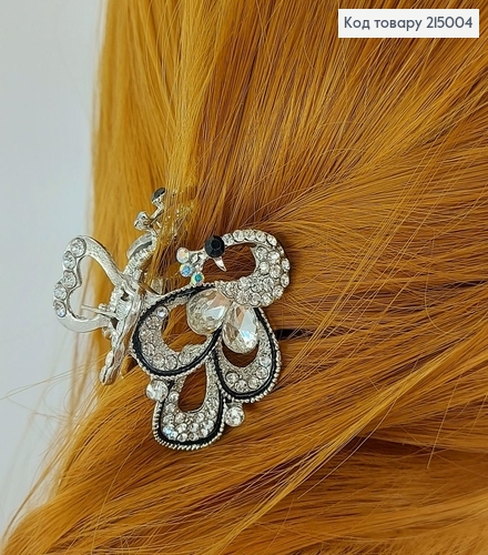 Краб металл серебряный с камнями 4,5 см 215004 фото 3