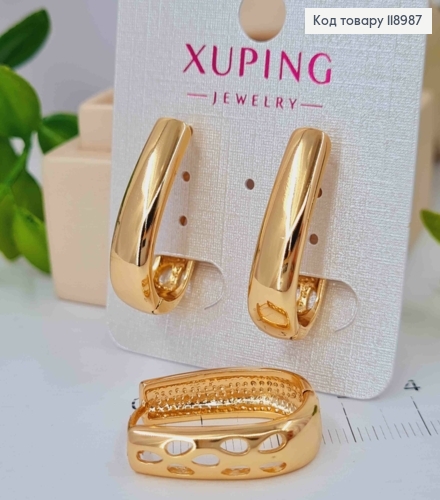 Серьги кольца "Овальные", ширина 0,7см, длина 2,5см, Xuping 18K 118987 фото 3