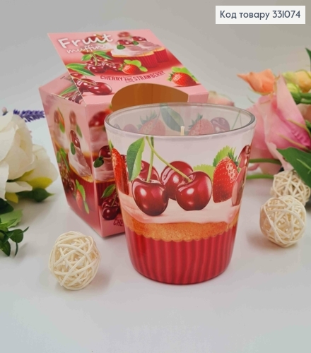 Аромасвечка стакан Fruit muffins CHERRY and STRAWBERRY, 115г/30часов горения, Польша 331074 фото 1