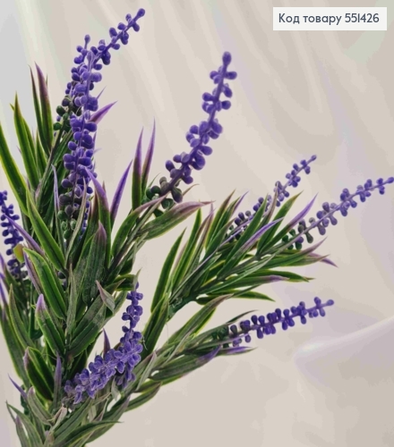 Штучна композиція Кущ Лаванди, ФІОЛЕТОВОГО кольору, 7 гілочок, висота 40см 551426 фото 3