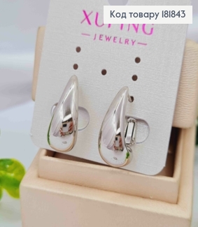 Серьги родованные "Капелька", 2,1см, итальянская застежка, XUPING 181843 фото
