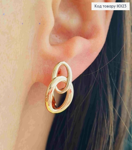 Сережки "Ланки", довжина 1,8см, англ. застібка,  XUPING 18К 110123 фото 2