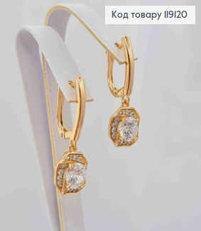 Серьги с подвижной подвеской с блестящими камешками, 1,6+1см, английская застежка, XUPING 18K 119120 фото