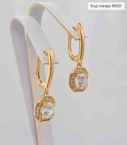 Серьги с подвижной подвеской с блестящими камешками, 1,6+1см, английская застежка, XUPING 18K 119120 фото 1
