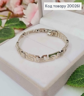 Браслет родований, VERSACE плетіння пластинами 17+2см, ширина 7мм, Xuping 200261 фото