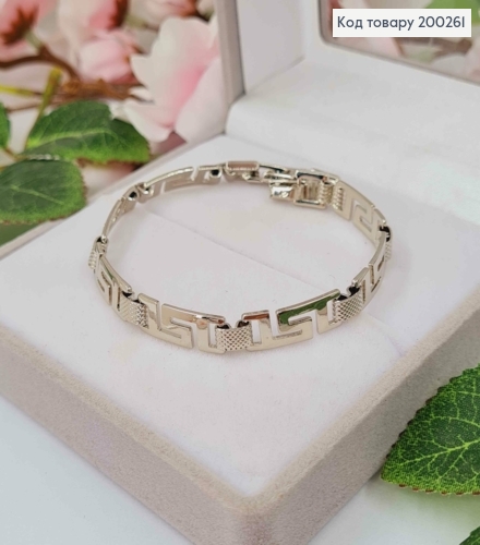 Браслет родований, VERSACE плетіння пластинами 17+2см, ширина 7мм, Xuping 200261 фото 1